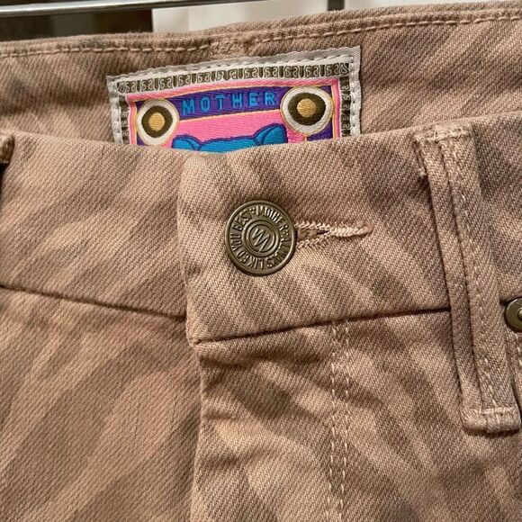 Mother Denim Womens The Looker Fray Sweet Stripes Jeans 25 Tan Tiger Stretchy - Picture 12 of 12